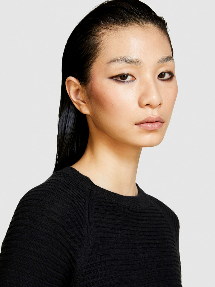 Solid colored sweater - women's crew neck sweaters - Black | Sisley image number 5